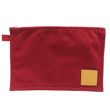 【二手名牌BRAND OFF】HERMES 愛馬仕 紅色 帆布 拉鍊手拿包