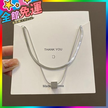 🌸台灣出貨🌸 疊戴式雙層幾何鈦鋼項鏈女小衆設計感高級輕奢鎖骨鏈輕奢毛衣鏈 🥇滿額免運🥇X370-11-A