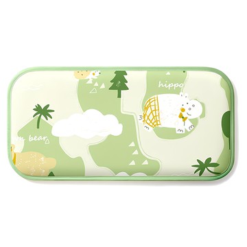 ANTIAN 夏季透氣雲片冰絲嬰兒枕頭/新生兒定型枕頭/寶寶專用枕/降溫冰涼枕頭  50 x 25cm  叢林派對 綠色  1個