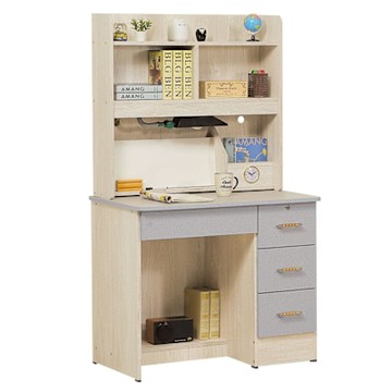 文創集 伊達雙色3尺四抽高書桌組合(二色可選＋附LED可調書桌燈)-89x55x155cm免組