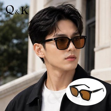 【Q&K】時尚高級感TR90大框偏光太陽眼鏡｜奢茶棕｜抗UV400・防眩光｜輕奢顯小臉墨鏡