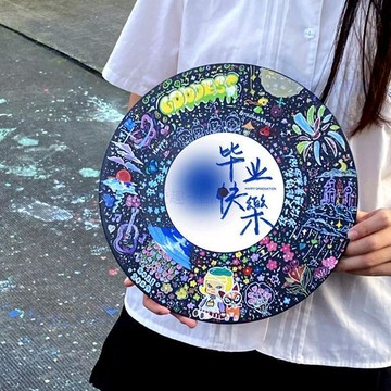 🔥臺灣出貨🔥黑膠唱片diy生日畢業禮物紀念品手工塗鴉照片定製擺件送閨蜜老師06R5