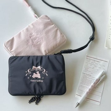 芭蕾兔化妝包 韓系簡約芭蕾兔收納包多功能隨身收納小包筆袋手帳素材收納化妝包