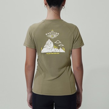 Ogle 環保機能短袖印花系列-大霸尖山 女款 橄欖綠