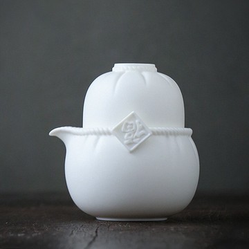 陶瓷快客杯一壺一杯白瓷簡約單人茶具套裝旅行便攜式茶壺茶杯組合