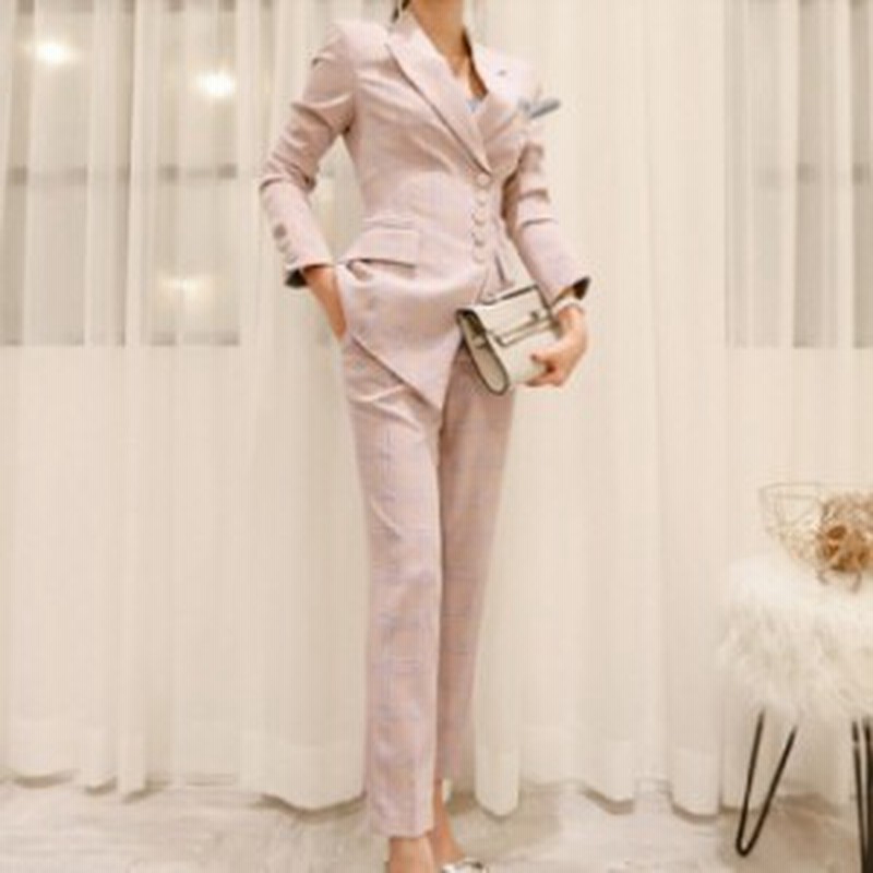 スーツ ピンク セットアップ 長袖 オフィス 丸ボタン アンクル 通販 Lineポイント最大1 0 Get Lineショッピング