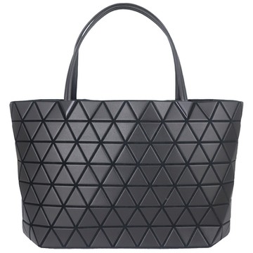 ISSEY MIYAKE 三宅一生 BAOBAO 黑色皮質三角格大型托特包