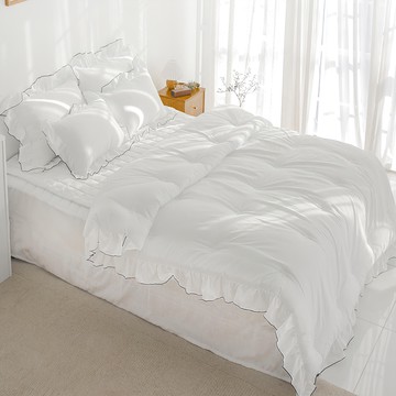 Ebulnet 荷葉邊薄被 白色  單人棉被 + 枕套  單人棉被155 x 210cm + 枕套50 x 70cm