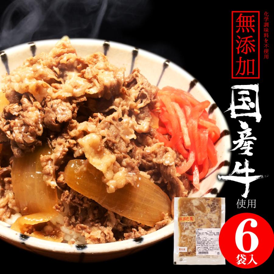 牛丼 冷凍 国産 電子レンジ 対応 牛 無添加 話題の 極うま 牛丼の具 送料無料 140g 6食セット ギフト にも最適 冷凍食品 高級 レトルト 牛どん 湯せん