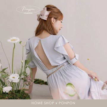 【HOME SHOP】華麗的午夜長洋裝 質感灰藍