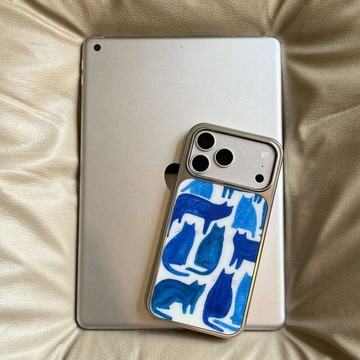 ins風復古可愛小藍貓電鍍銀 適用蘋果iPhone17promax手機殼1615pr