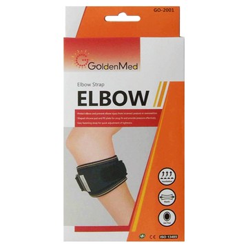GoldenMed 網球肘護肘帶 矽膠墊 彈性  ONE SIZE  黑色  1個