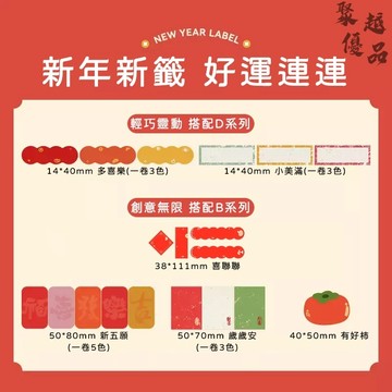 精臣『D11/D110/D101/D11H/H1S』春節貼紙 年節貼紙 新年貼紙 標籤貼紙 精臣貼紙 防水貼紙