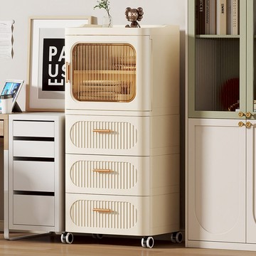 【AOTTO】42面寬雙開附輪四層抽屜收納櫃(AC-042)