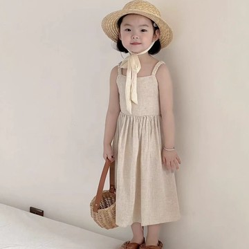 【Arbea】女童洋裝夏季新款兒童洋氣吊帶公主裙女寶寶韓版露背長裙【C1063】