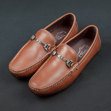 金屬馬銜釦樂福鞋-復古棕