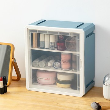 桌面收納盒塑料整理架化妝品辦公桌梳妝臺透明多層柜置物架儲物箱