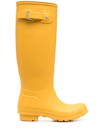 Hunter - logo-patch detail boots - women - Rubber/Rubber/Fabric - 40 - Yellow