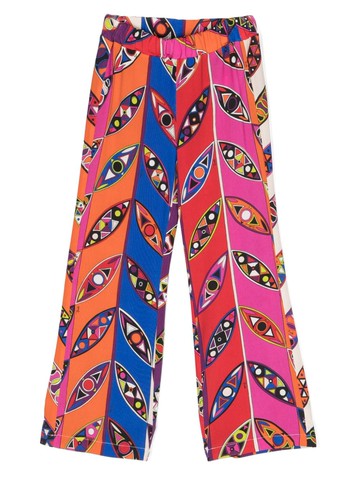 PUCCI Junior - graphic-print straight-leg trousers - kids - Viscose/Elastane - 10 - Pink