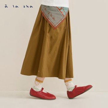 a la sha 波紋剪接鬆緊圓裙