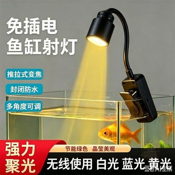 ✅品質把關✅魚缸小射燈免插電LED小型魚缸燈可充電南美射燈魚缸夾燈USB照明燈