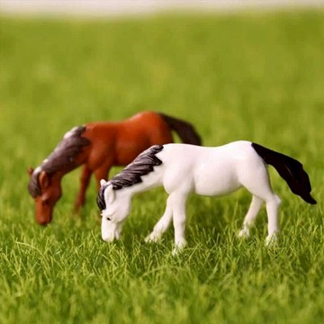 迷你仿真小馬微景觀擺件假山水族多肉盆景造景裝飾品駿馬動物配件