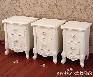 40cm簡約歐式白色床頭櫃田園實木儲物櫃臥室床邊櫃整裝法式抽屜櫃斗櫃