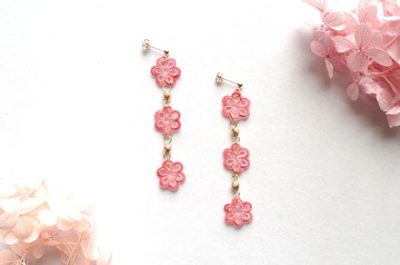 梭織花邊捷克珠耳針Chun-Li