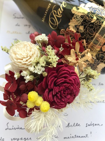 紅色系乾燥花小盆花