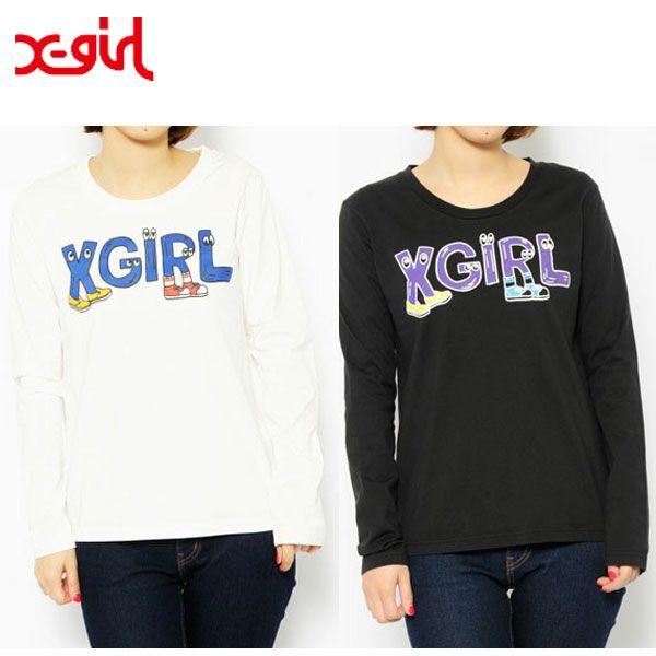 X-girl エックスガール Tシャツ ロングTシャツ ロンT カットソー  ロゴ STICKS L/S TEE 0543108 X-girl エックスガール Tシャツ ロングTシャツ ロンT カットソー