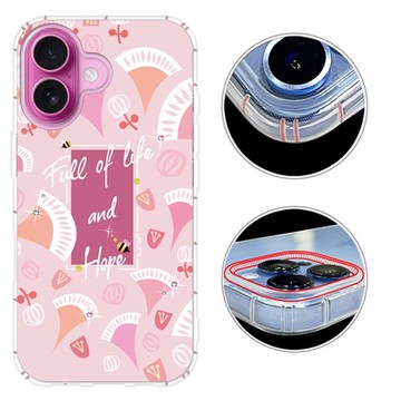 YOURS iPhone17/16/15/14/13/12系列 彩鑽防摔手機殼-韓紅花Air/16e/ProMax/Plus/mini/SE/XR