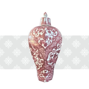 元 釉裡紅開光雙鳳草蟲紋八角梅瓶