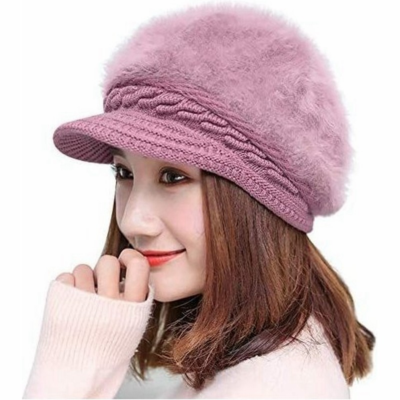 帽子 レディース ニットキャスケット つば付きキャップ ベレー帽 可愛い ツイスト ふわモコ帽子 厚手 フェイクファー 耳当て 秋冬 パープル 通販 Lineポイント最大0 5 Get Lineショッピング