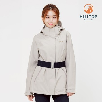 【hilltop山頂鳥】GORE-TEX 防水防風透氣 單件式施華洛世奇水鑽可拆帽大衣外套(可銜接內件) 女款 卡其｜PH22XFZ6ECN0