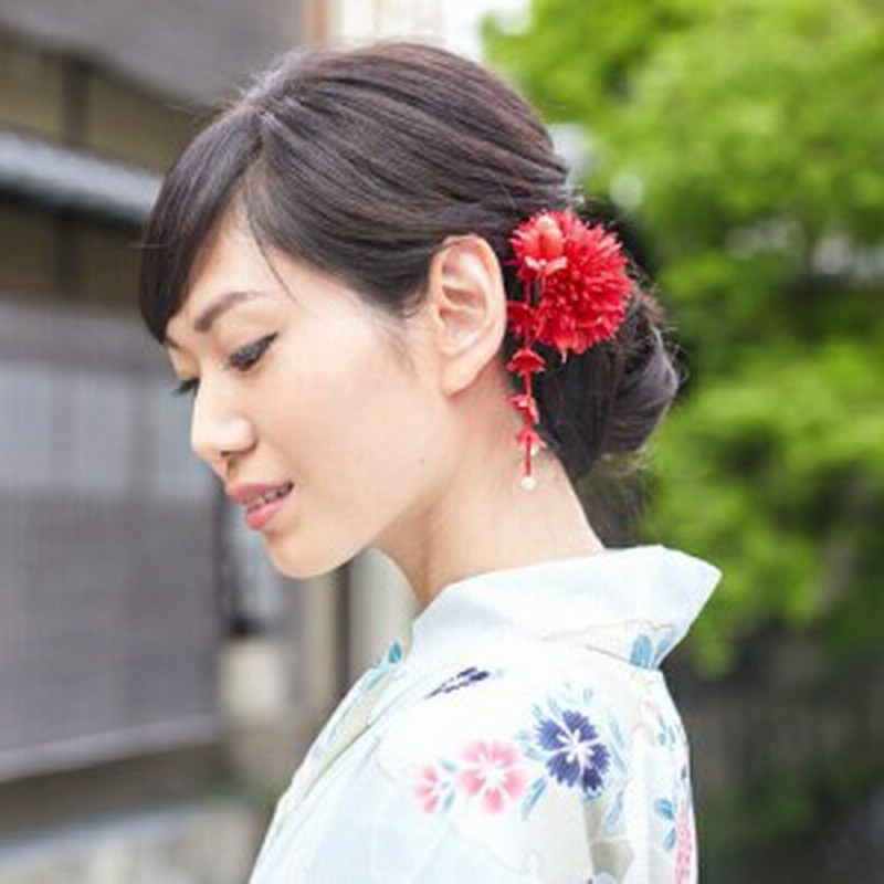浴衣 髪飾り クリップ 揺れ飾り付きふんわりダリア 5色 浴衣 夏祭り 花火大会 花 赤 白 黄色 ピンク 黄緑 通販  LINEポイント最大1.0%GET LINEショッピング