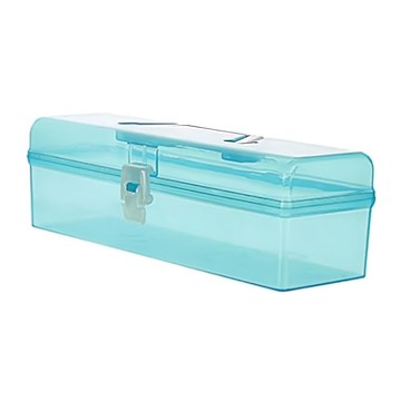 百貨King 得意高長型置物箱 (顏色隨機) - 台灣製PP材質 透明盒身 附鎖扣  1個