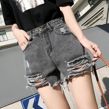 GOFO 出清短褲 休閒破洞 割破 牛仔短褲 熱褲 高腰褲 女生褲子 女生短褲 女裝牛仔褲 夏季 夏天 韓系穿搭夏天