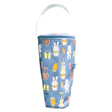 保冰保溫吸管杯套 加厚鋁膜 便攜手提  灰綠兔子  1組