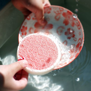 Leaffy環保木漿洗手海綿 旭日(赤) 浴室清潔 洗手洗澡 快乾防菌