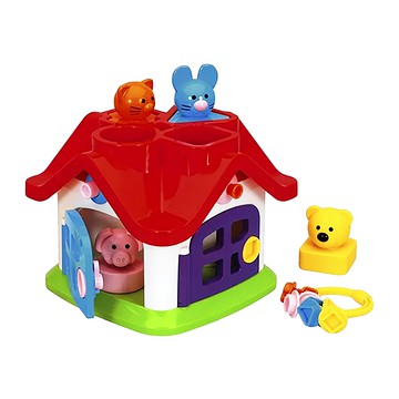 Miniland 動物寶寶幾何形狀配對屋 學習配對正確顏色和形狀 鑰匙掛設計 方便收納小配件 配對門把遊戲 訓練手部細緻動作  1組