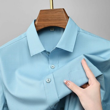 【新款熱賣】男款夏季品牌男士格子襯衫短袖新款體恤高檔上衣衫簡約男士