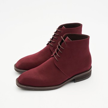 Gullar 女士 沙漠靴訂製-素食皮鞋-黑/勃根地紅色