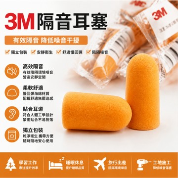 台灣出貨👑3M隔音耳塞 隔日到貨 隔音耳塞 耳塞 3M 防噪音 睡眠 游泳 降噪 靜音 入耳式耳塞 降低噪音耳塞