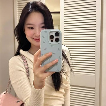 蝴蝶結荔枝紋適用於蘋果17Pro手機殼iPhone16全包14plus軟糯15pro皮紋13大孔12新品11保護殼
