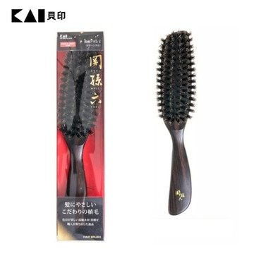日本貝印 KAI -  關孫六曲線柄檀木豬毛髮梳 (L)(福利品)  HC-3545 / 梳子 髮梳