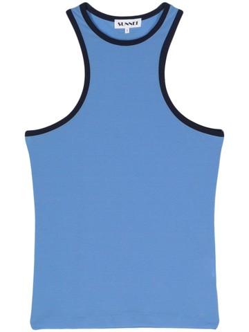 Sunnei - contrasting-trim sleeveless top - women - Polyamide/Elastane - L - Blue