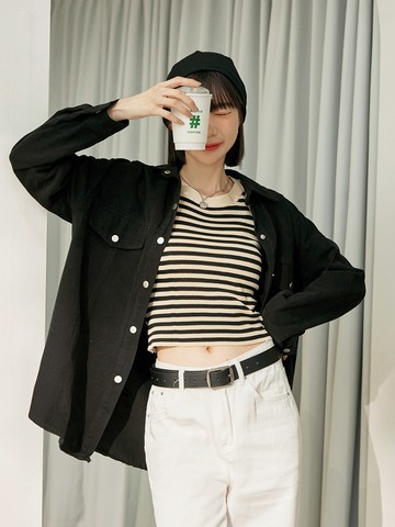 素色純棉磨毛斜紋休閒襯衫外套