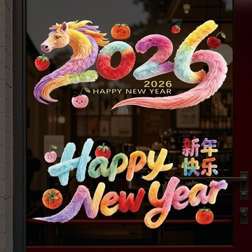 🌟臺灣出貨🌟 新年 新年擺飾 過年擺飾 過年裝飾 馬年窗花玻璃貼過年裝飾貼紙福字門貼春節新款無膠櫥窗靜電貼