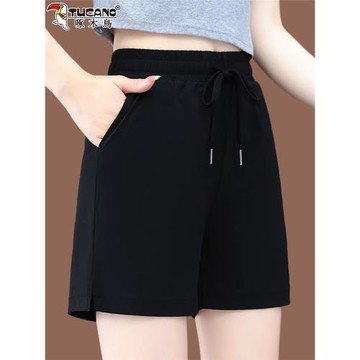 啄木鳥冰絲休閑短褲女2025夏季新款時尚薄款速干高腰運動褲五分褲