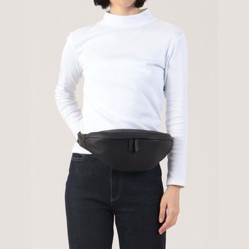 agnes b.Voyage Peter系列 刺繡logo 皮革 腰包 黑色